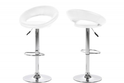 Dizajnová barová stolička Navi, biela a chrómová